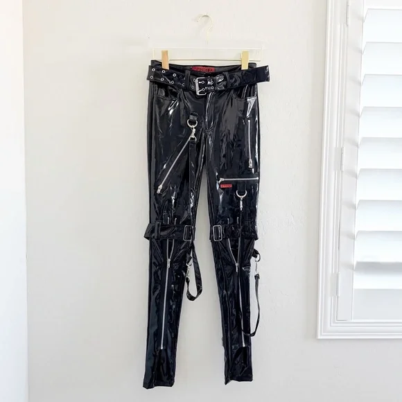 NEW TRIPP NYC Black Vinyl Rage Bondage Pants Size 25 - Picture 2 of 14